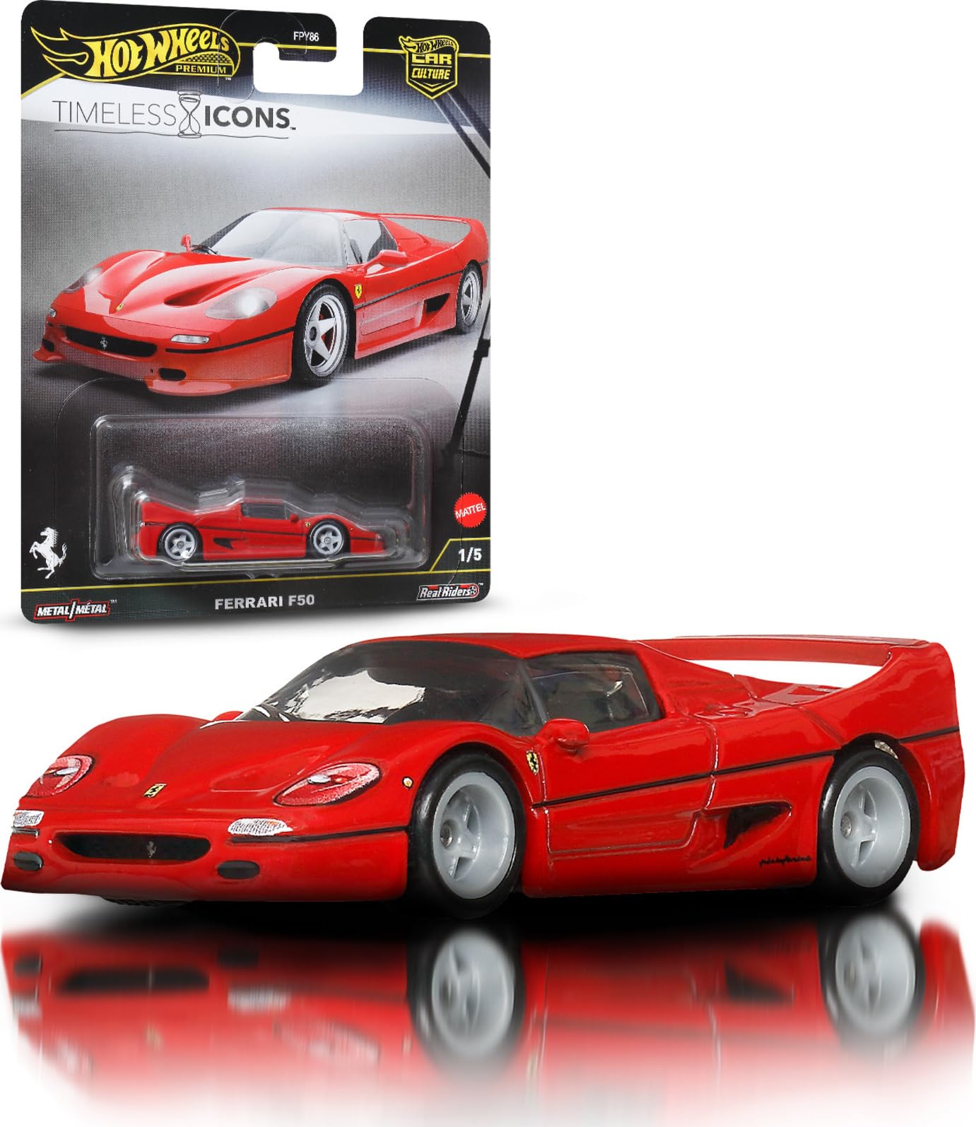 Hot Wheels Ferrari F50 Timeless Icons, Premium 1:64 Scale Model