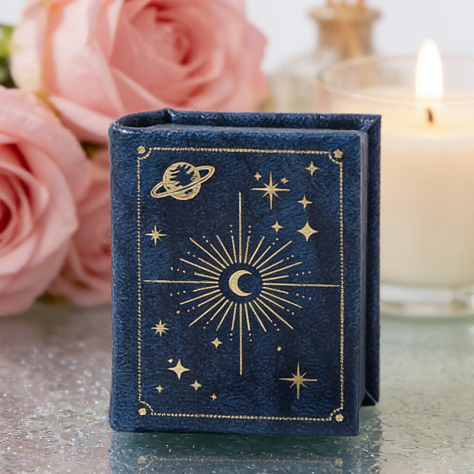 Estuche de Anillos Organizador para Almacenamiento de Joyas con Forma de Libro Cierre Magnético