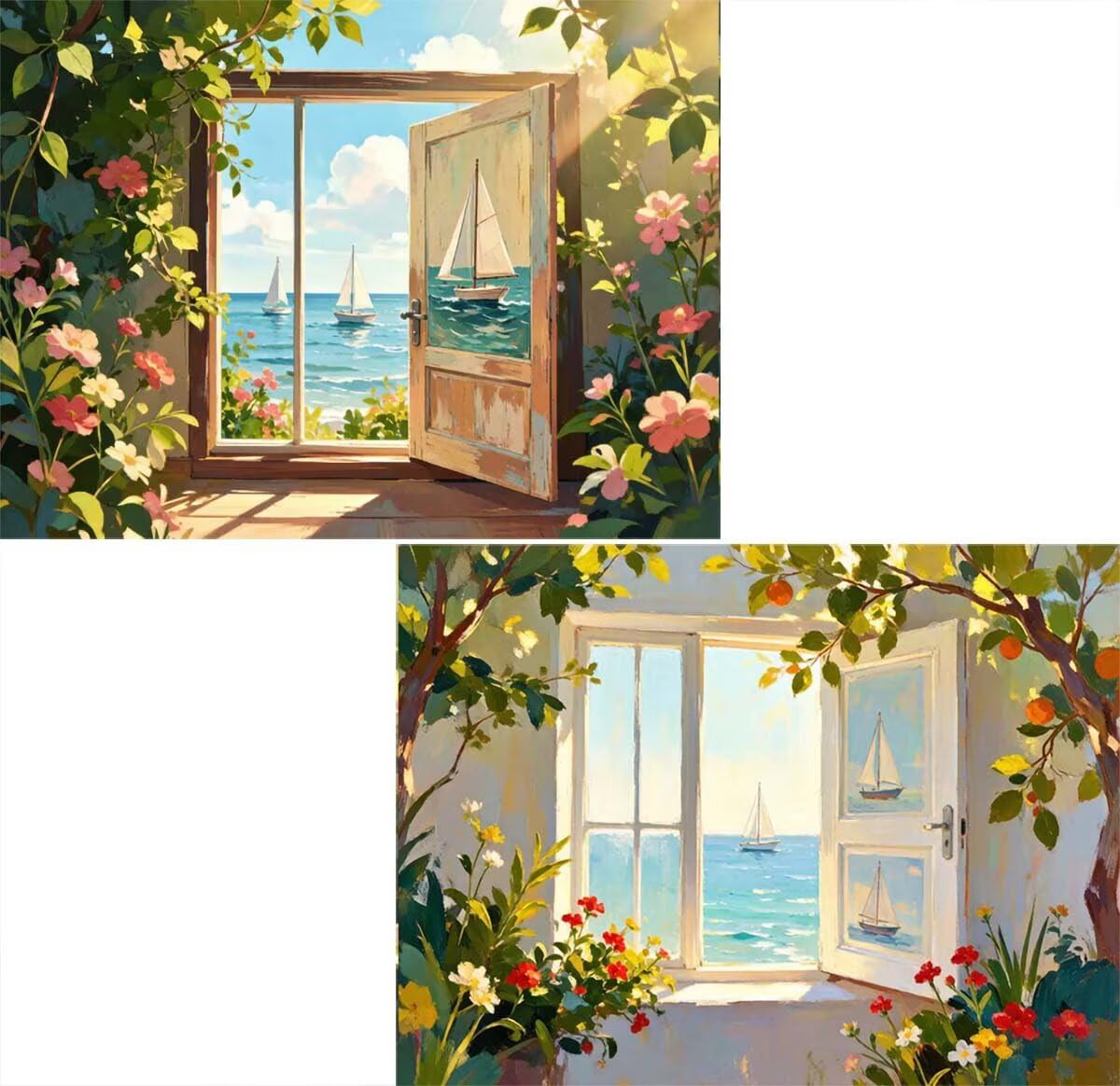Zestaw do malowania diamentami kwiat 5D dla dorosłych 2 sztuki 95 x 70 cm L