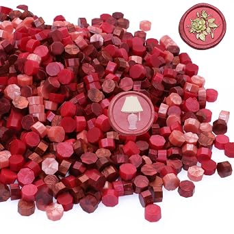600Pcs Wax Seal Beads, Red Sealing Waxs Beads for Waxseal Stamp, Pink Waxing Sealbeads Set with 6 Colors Perfect for Gift Sealings, Letter Sealing,Wedding Cards Sealing, Envelopes Sealing Red