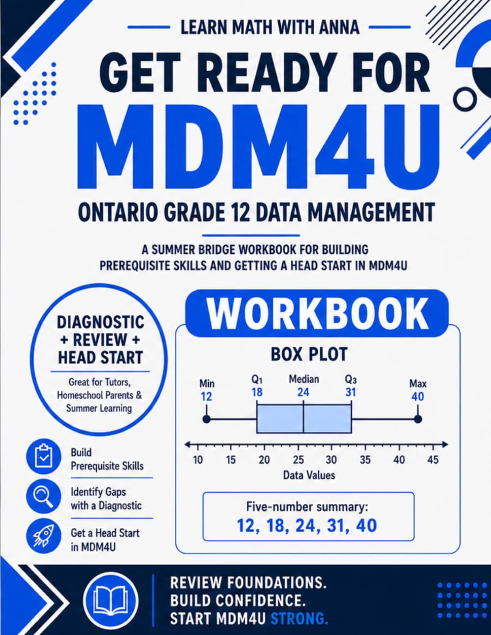 Get Ready for Ontario Grade 12 Data Management (MDM4U): A Summer Bridge Workbook: For Building Prerequisite Skills and Getting a Head Start in Math Class (Get Ready for Ontario Math Class)