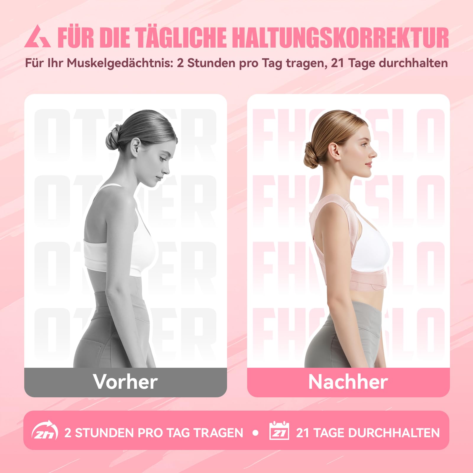 Rückenstützgürtel – Unsichtbare Haltungshilfe für Damen, Für eine aufrechte Haltung im Büro, Homeoffice & beim Autofahren Lindert Verspannungen an Rücken und Schultern (Rosa, S/M)