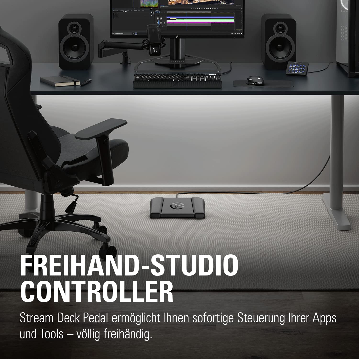 Elgato Stream Deck Pedal – Freihand-Studio-Controller, 3 Makro-Fußpedale, für Mac und PC