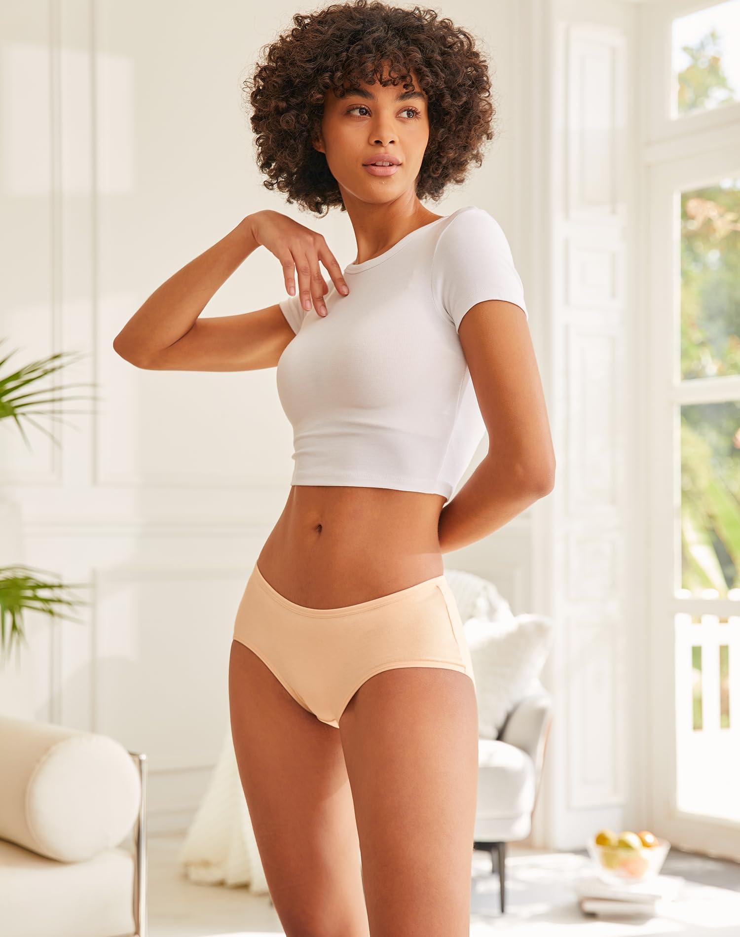 INNERSY Mutande Donna Cotone Vita Media Comode Slip Elasticizzato Intimo di Base Pacco da 6