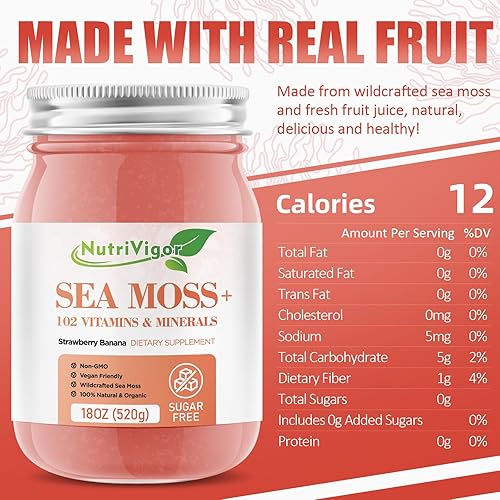 Miniatura 2 de NutriVigor Gel de musgo marino, (18 onzas) de musgo marino orgánico avanzado, apoyo inmunológico y digestivo, suplementos de gel de masa marina