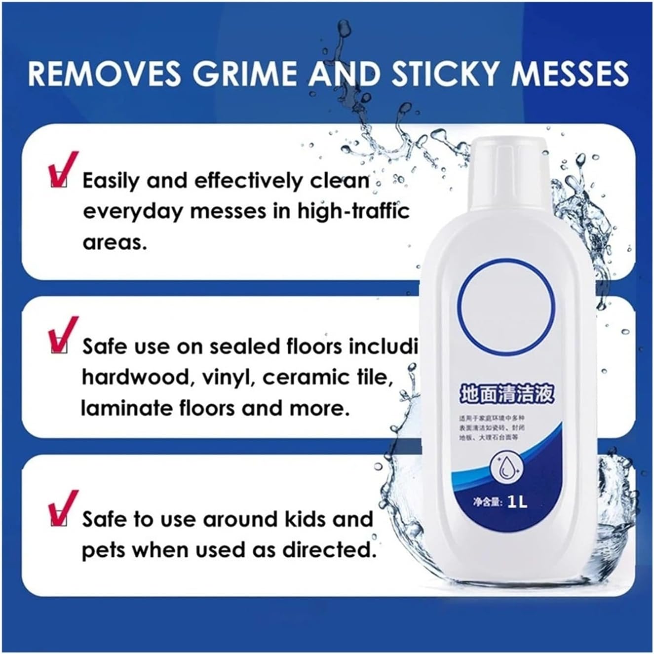 Cleaning Solution。Floor Cleaning Solution。1 Liter-33.8 Fl Oz。Compatible For Tineco。iFLOOR Series, FLOOR ONE S3 / S5 / S6 / S7 Series Wet Dry Vacuum，Incompatible Steam(1 PCS)