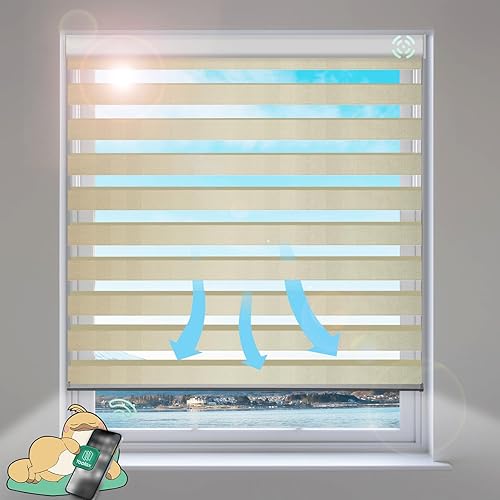 Miniatura 1 de Yoolax - Persianas de rodillo motorizada inteligente, estilo cebra, para ventanas