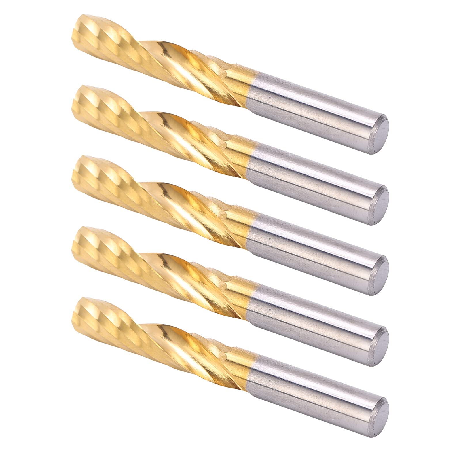 Frese CNC a spirale in acciaio ad alta velocità Set da 5 pezzi Fresa per alluminio Ottone Rame Metalli non ferrosi Utensili da officina professionali Diametro 6 mm Lunghezz