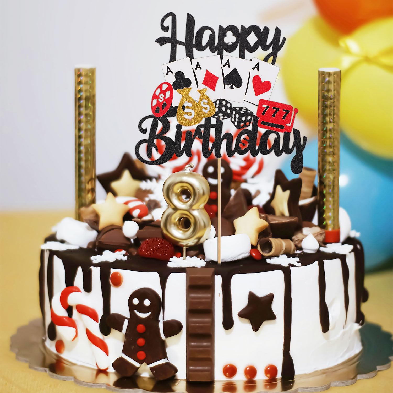 Set Di 24 Decorazioni Per Torte E Cupcake A Tema Casinò – Topper Con Slot Machine, Poker, Dadi Per Feste Las Vegas