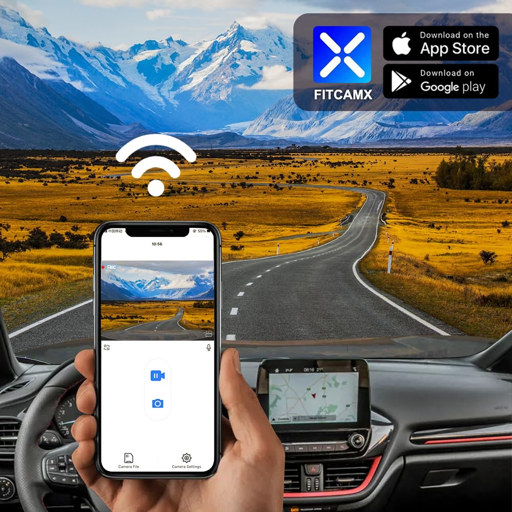 Fitcamx Dashcam 4K Adatta per Ford Fiesta, Puma 2018 2019 2020 2021 2022 2023 (DZ-0332), OEM Cameras di Guida, 2160P UHD Video Wifi, G-Sensor, Registrazione Circolare, WDR, Plug&Play, Scheda da 64GB