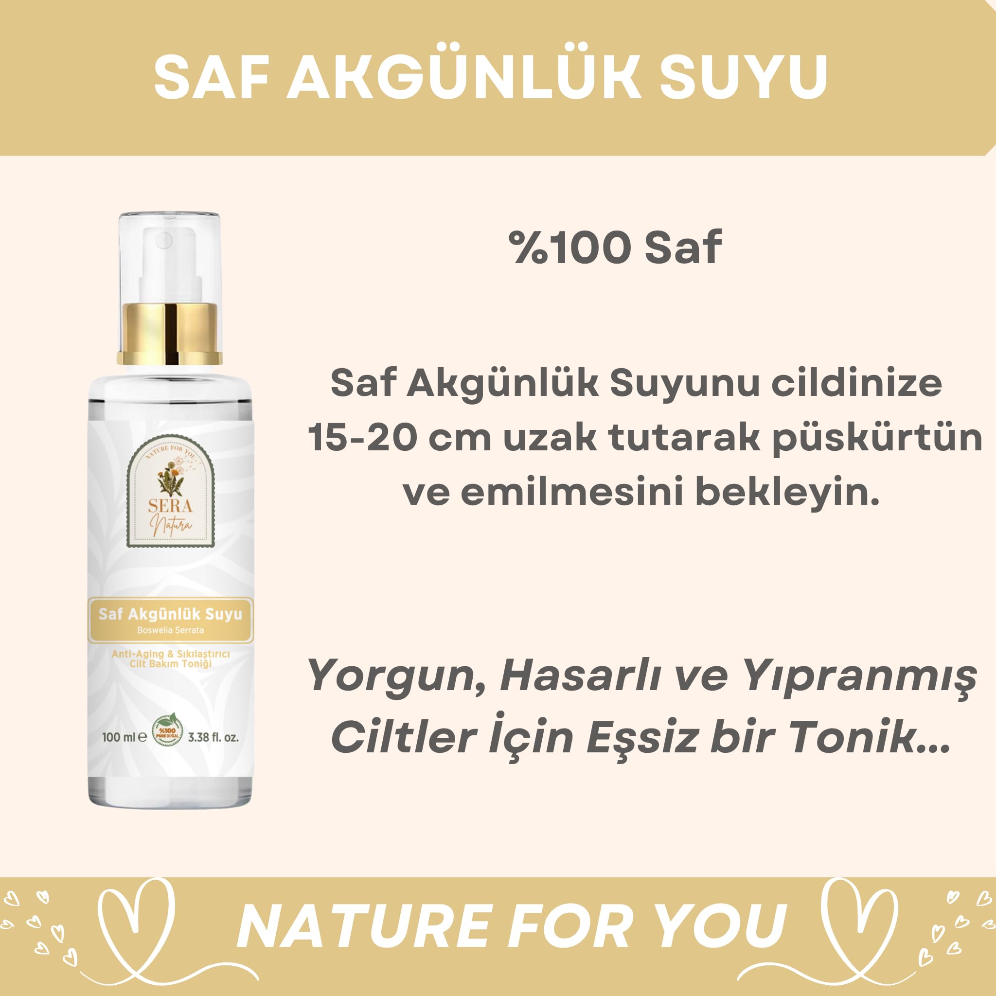 Saf Akgünlük (Frankincense) Suyu Anti-Aging & Sıkılaştırıcı Cilt Bakım Toniği 100 ml.%100 Saf