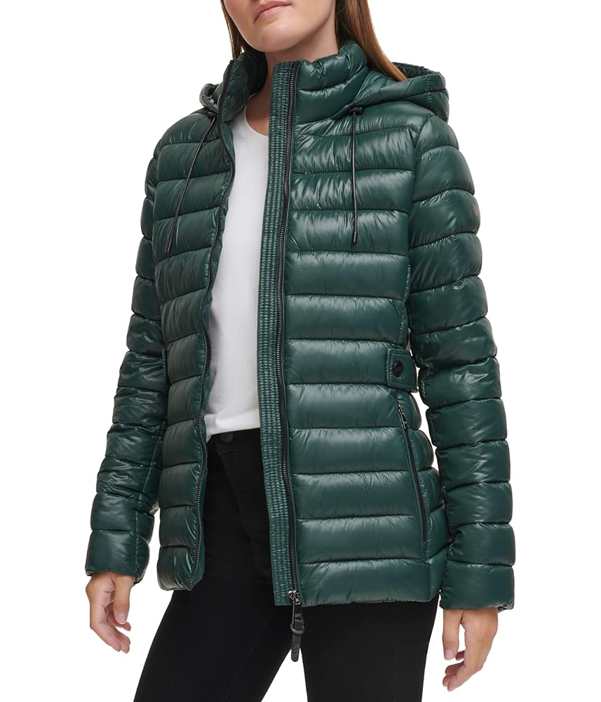 ジャケット・アウター 00s DKNY m-65 field jacket cotton jacket $150 Dkny Women's Green Tencel Military Cargo Full-Zip Coat