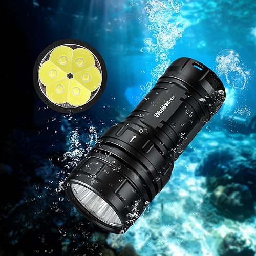 Miniatura 7 de Wurkkos Linterna de buceo DL06 Max de 15000 lúmenes, luz de buceo de ángulo de haz de 100  con 6 XHP50.2, linterna de buceo impermeable IPX8 de