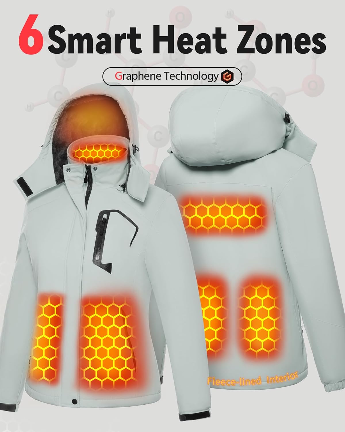 Wulcea Graphene Heated Jacket for Women Fur Lined with Large Capacity Battery Pack - Image 4
