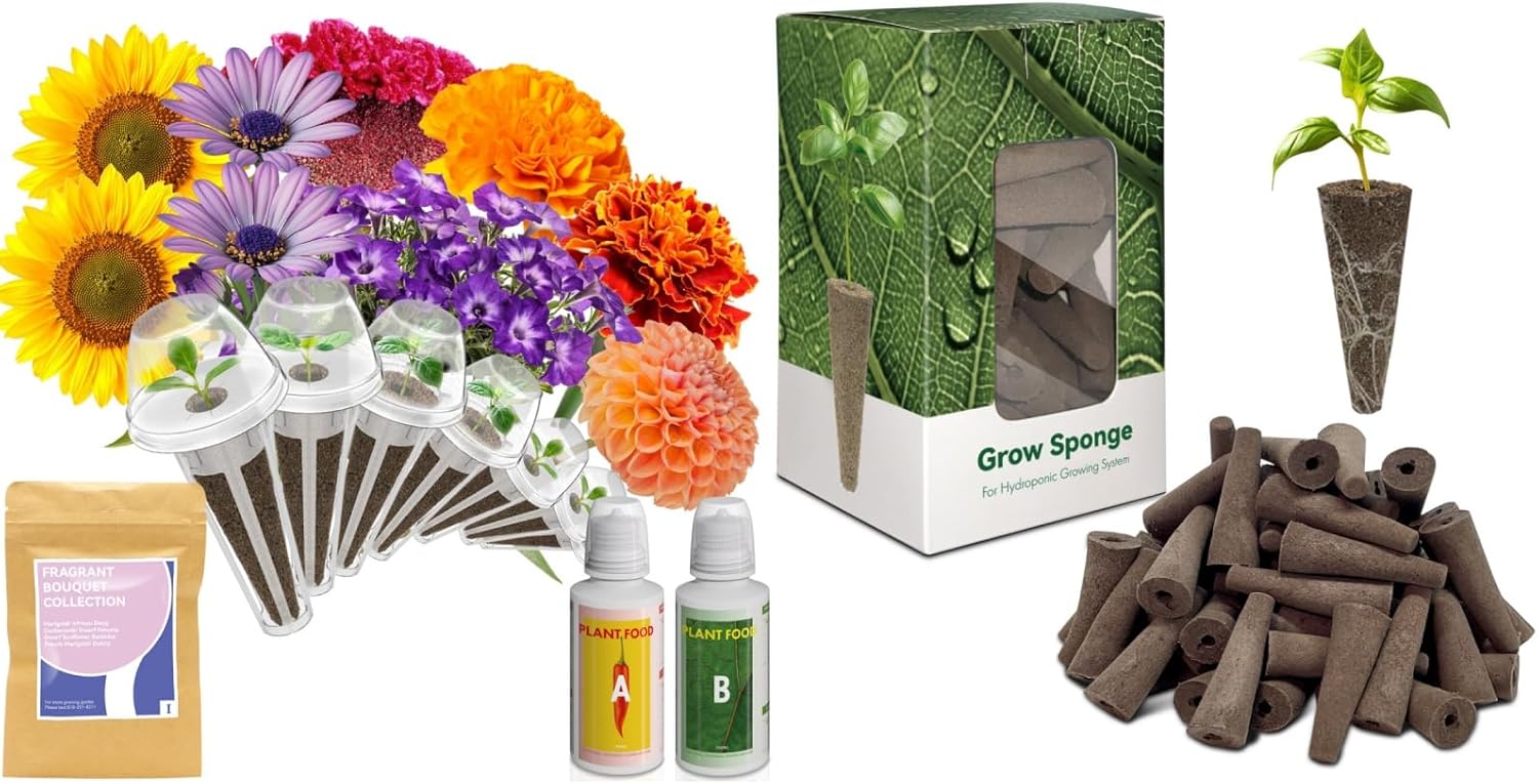 inbloom Fragrant Bouquet Seed Pod (7-Pods) and 50pcs Grow Sponge for Replacement