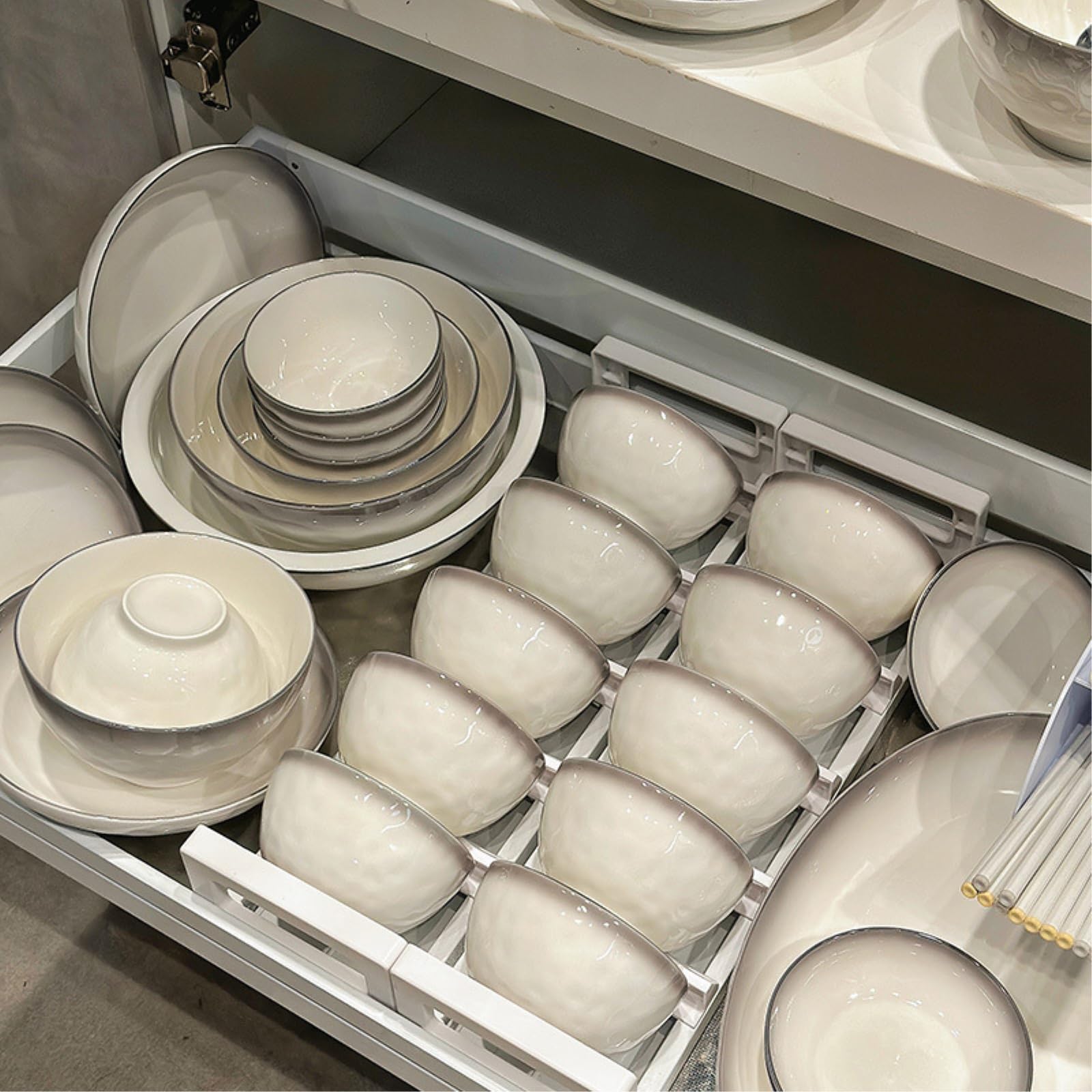 Cuenco de arroz de cerámica gris gradual para el hogar, plato de pescado de 12 pulgadas