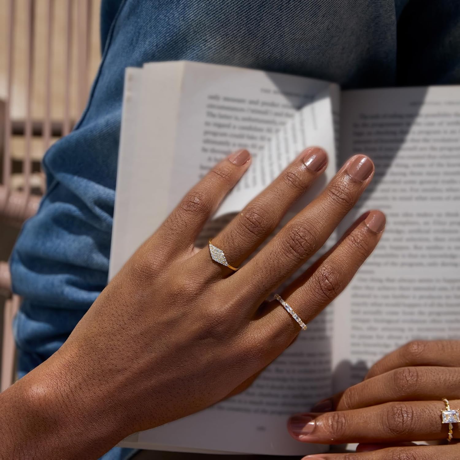 STORYJEWELLERY Statement Rings for Women, Cocktail Ring, 18K Gold Plated Signet Rings for Women, Pave Art Deco Ring, Gifts for Her - Image 4