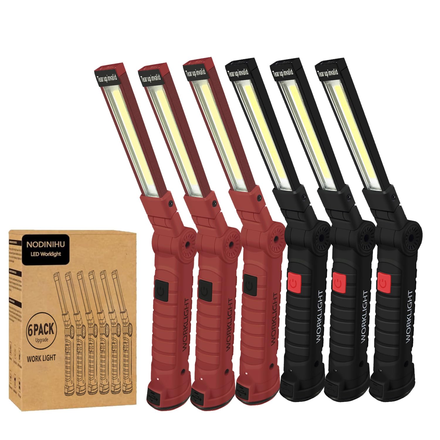 NODINIHU Rechargeable Work Lights - 4 Pack, Magnetic & Hanging -7