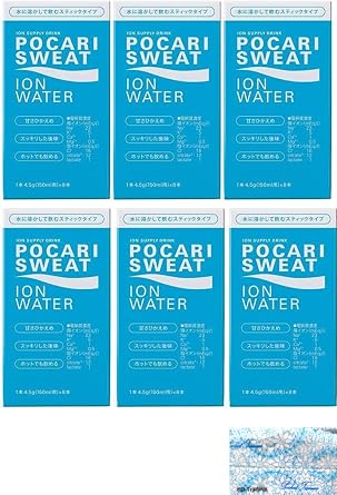 POCARI SWEAT ION WATER Ion Water Powder, 6.1 fl oz 180 ml, 8 Bottles x 6 Boxes Total 48 Bottles, With Original PT