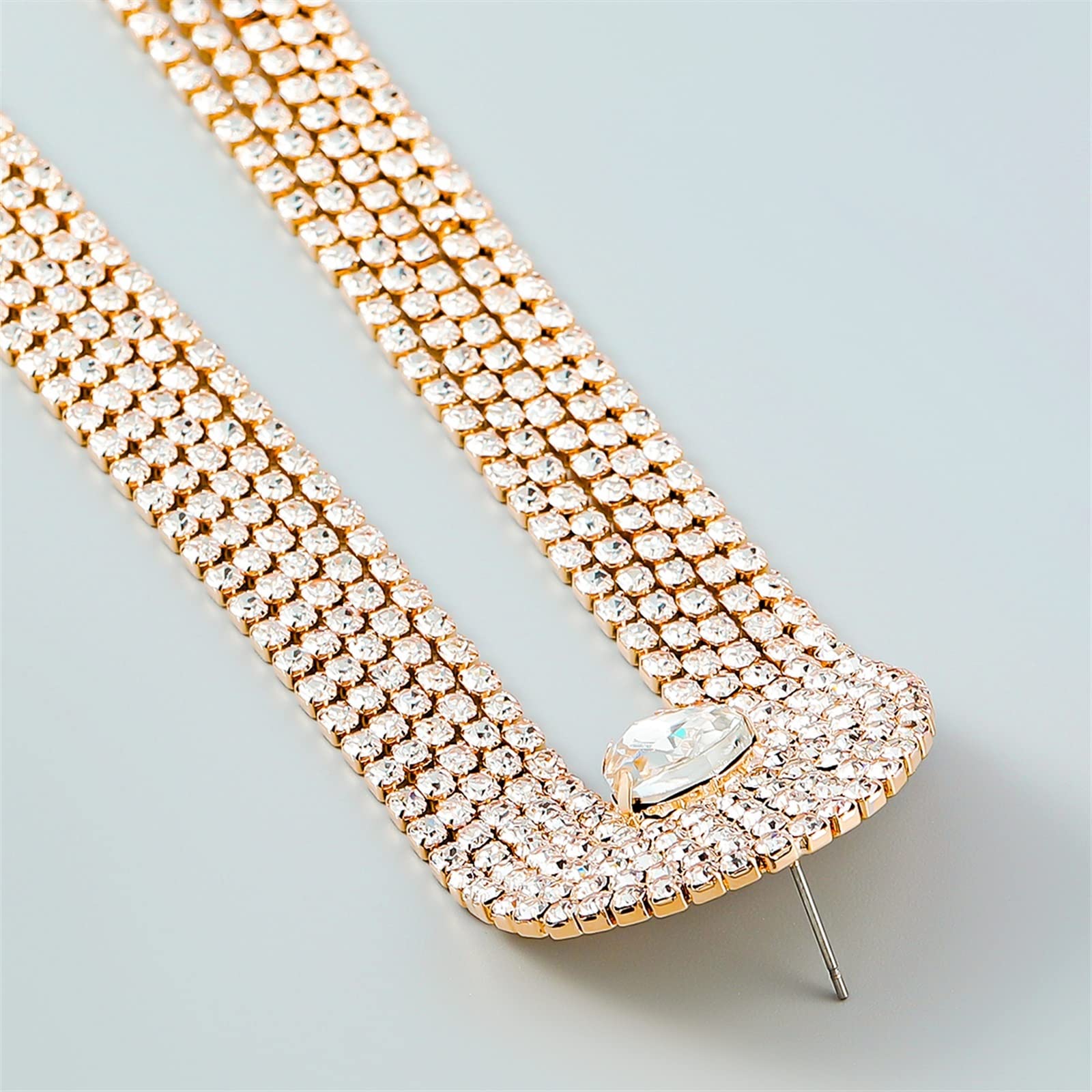 HJMMHX Damen-Ohrringe, Funkelnde Strass-Kette, Lange Quasten-Ohrringe, Damen-Ohrringe, Abendessen, Hochzeit, Accessoires, modischer Luxus-Schmuck