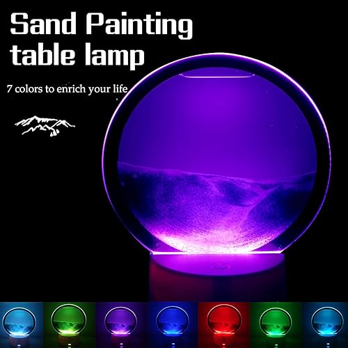 Miniatura 5 de Luz nocturna de pintura de arena 3D, luz de reloj de arena dinámica con cambio de 7 colores, rotación 360, verde, con control remoto