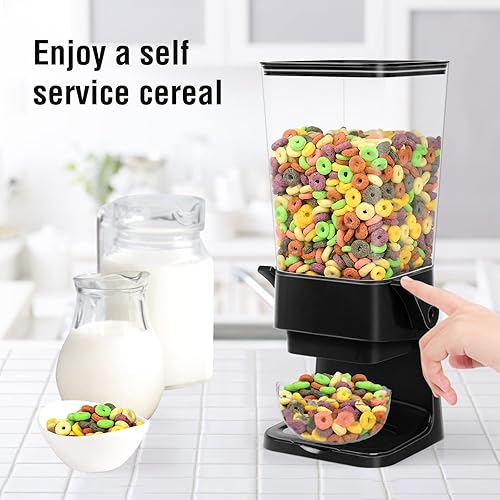 Miniatura 5 de Dispensador de cereales para encimera, dispensador doble de alimentos secos, recipientes grandes para cereales, organizador de almacenamiento,