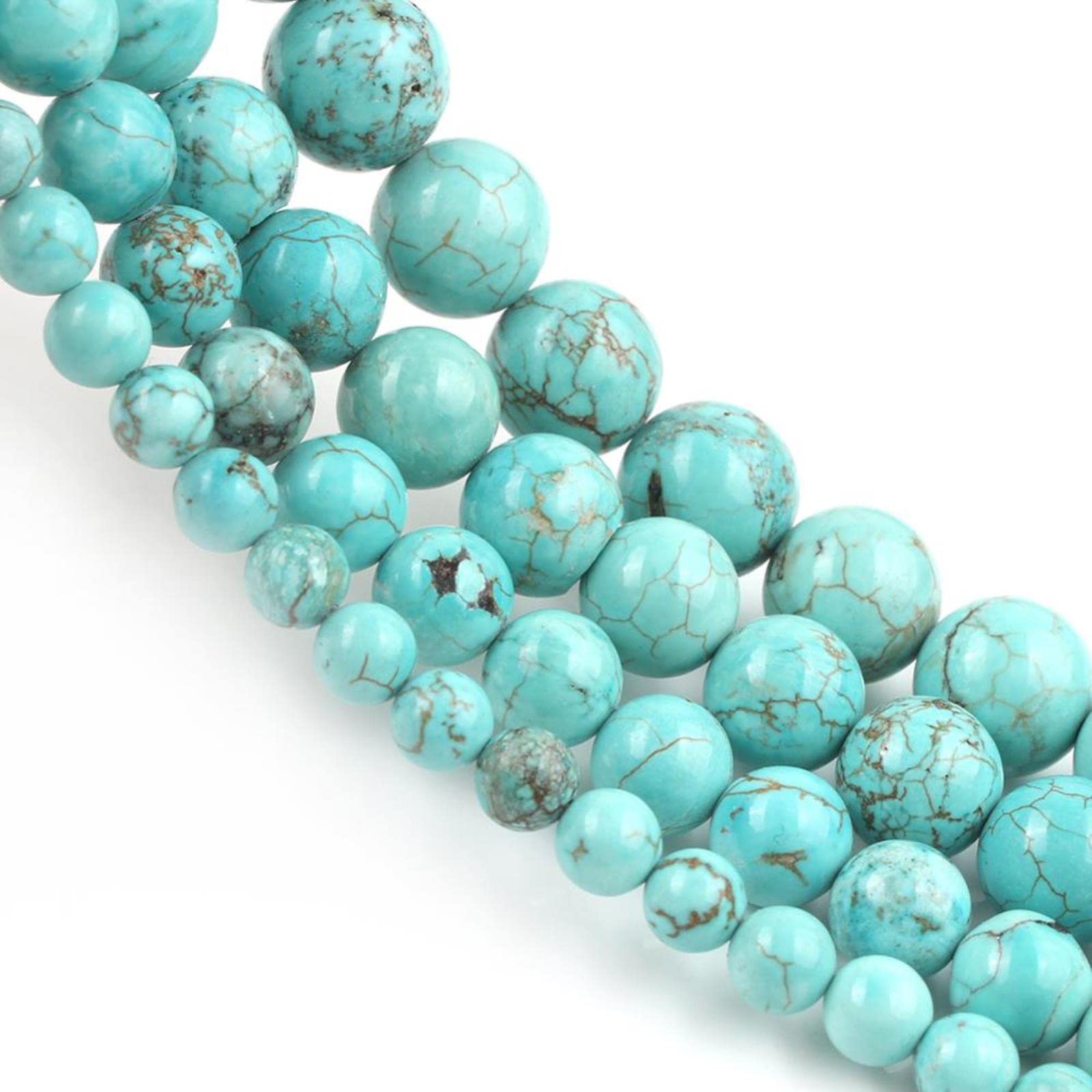 Perline Howlite Blu Turchese Con Simbolo Della Pace – JM Design – 15 Mm – Foro 1mm – Per Gioielli Fai Da Te - 2