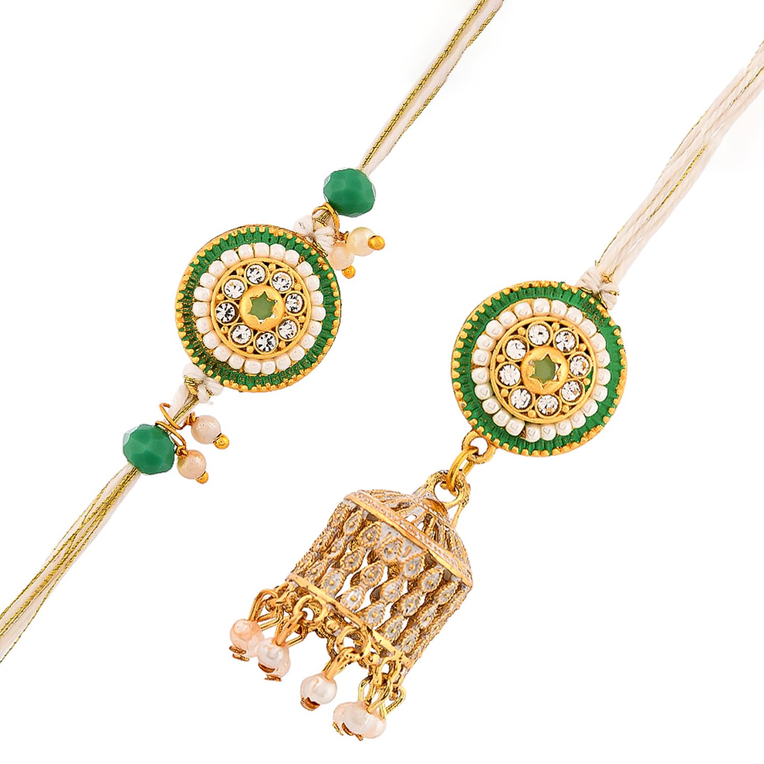 VOYLLA White Pearls And Kundan Bhaiya Bhabhi Rakhi|Rakhi For Brother|Bhaiya Bhabhi Rakhi|Lumba Rakhi| (B0D5LP22X7) Amazon Price History, Amazon Price Tracker