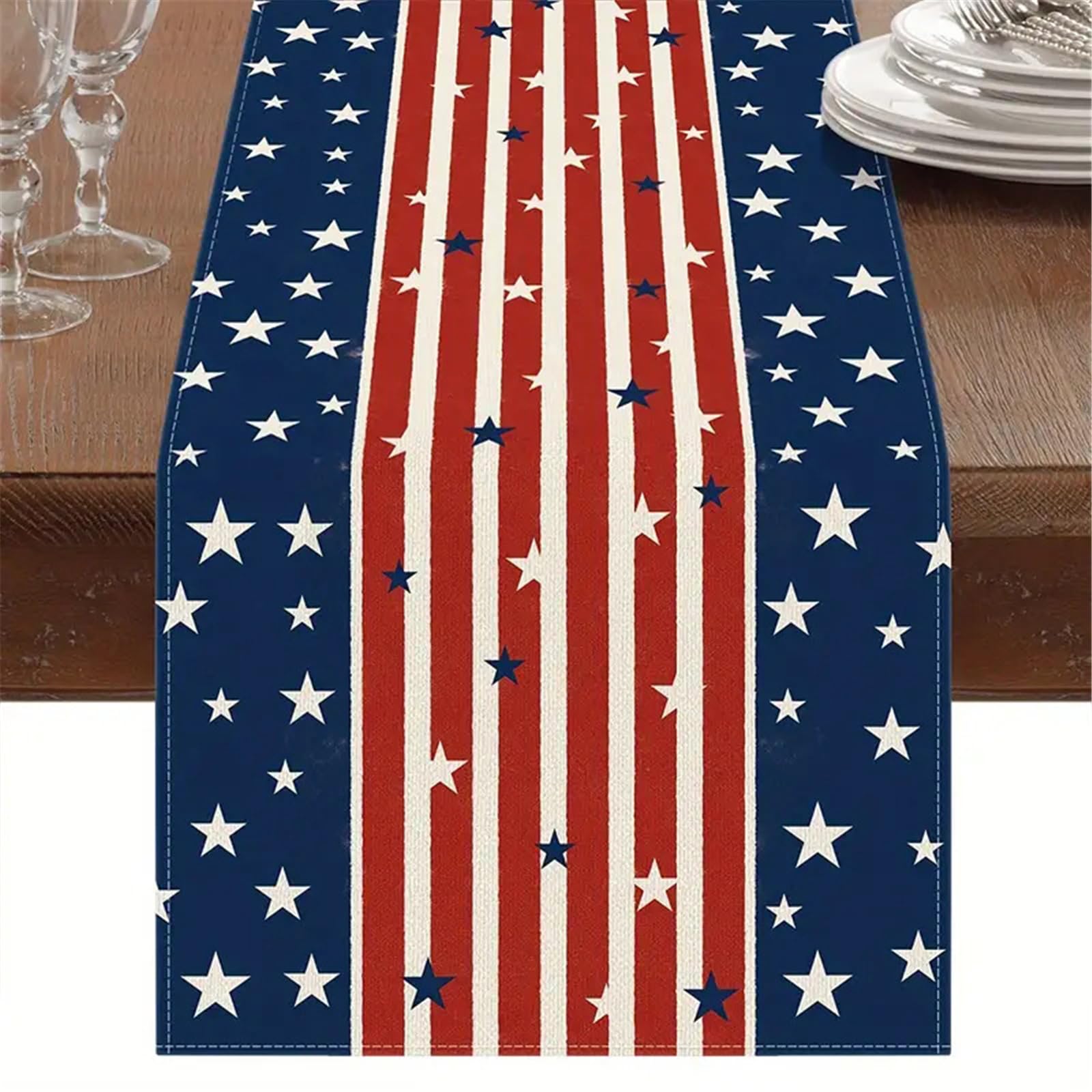 Kalttoy D Fabric Memorial Ay Table Runner Slip-Resistant With Vintage Flag Esigning For Ining Tablecloth 13X72inch Ining Room Ecoration