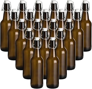 gouveo Juego de 20 botellas de vidrio de 500 ml antiguas con tapa abatible [la selección varía] - Botella con tapa abatible de 0,5 l de vidrio marrón para llenar