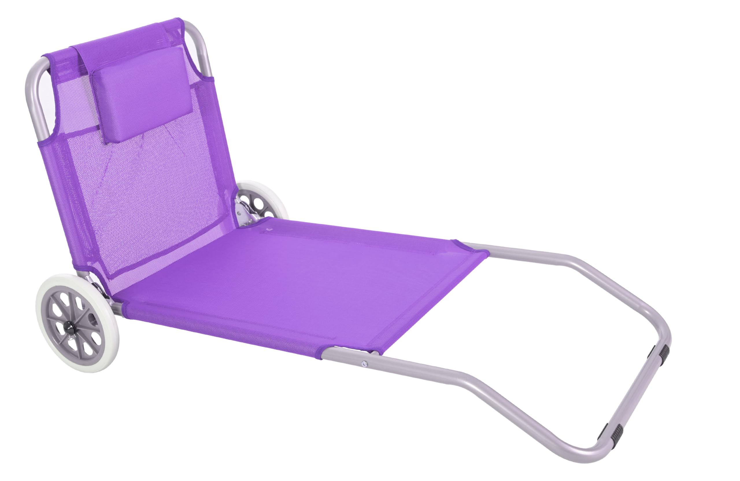 NORDIQ - Tumbona Plegable Carrito de Playa - Tumbona Playa con Respaldo - Tumbonas de Acero 25 mm - Ligera y Resistente - con Cojín - Morado