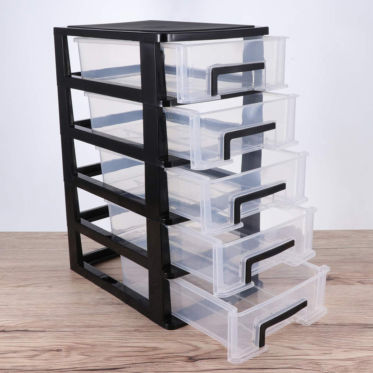 Armadio Portaoggetti Trasparente Con 5 Cassetti in Plastica Organizer Compatto Multiuso Per Ufficio Casa E Studio Contenitore Salvaspazio Da Scrivania 12.40X8.66X5.98In