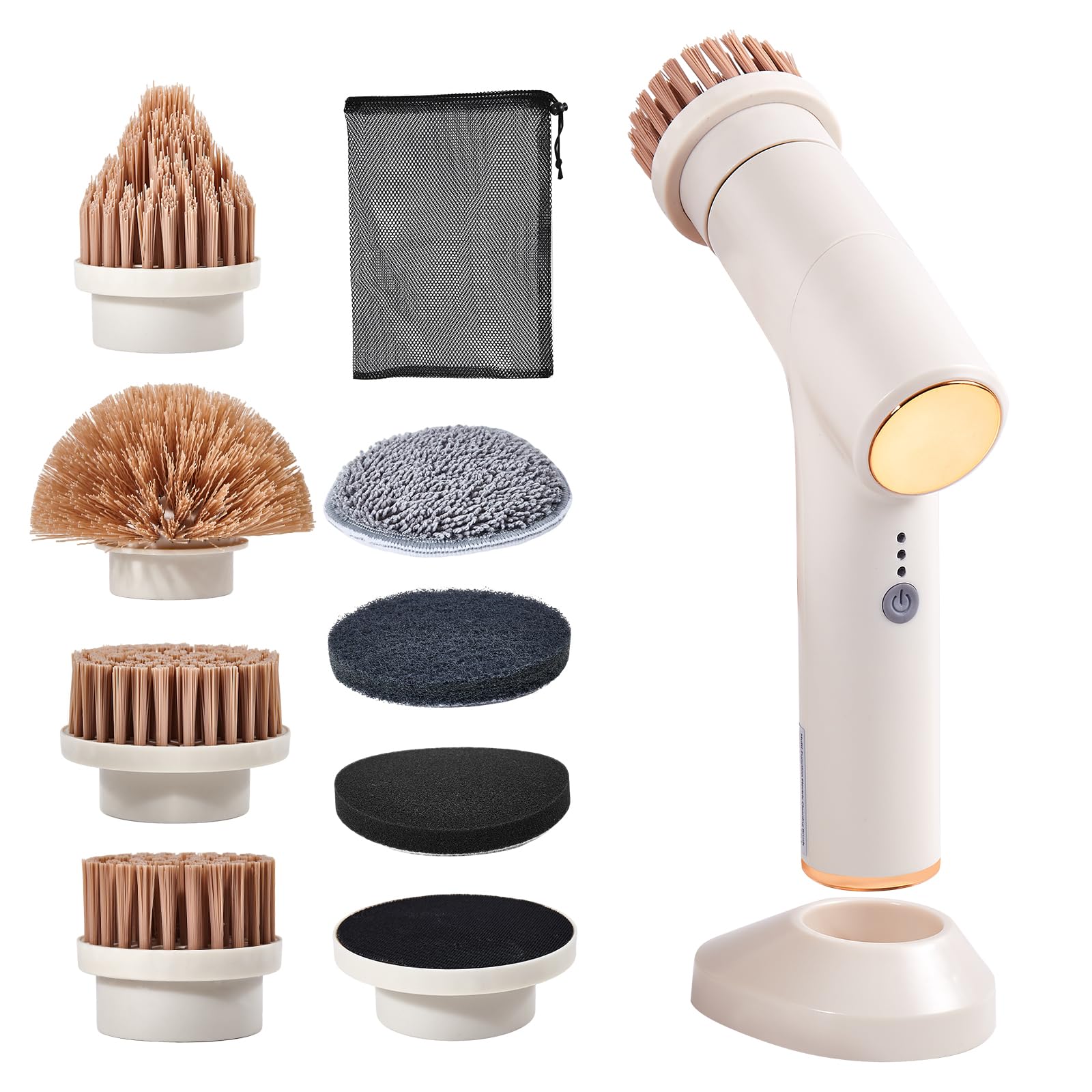 Cordless Electric Spin Scrubber Pro Power Scrubber Cleaning Brush with 7 Replaceable Heads Base Dish Scrubber Bathroom Shower