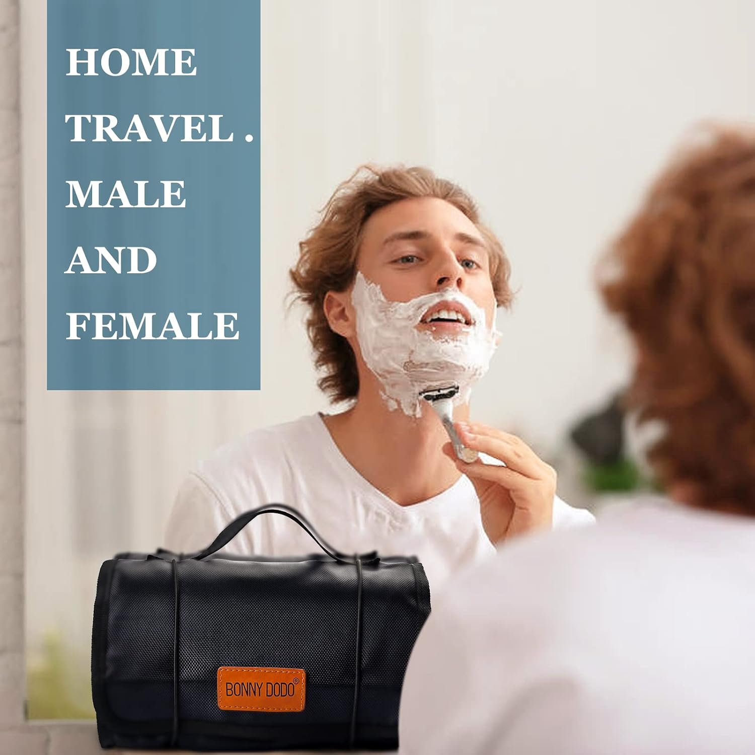 Toiletry Bag Can Hanging Small Roll-Up Makeup Organizer Bag with 3 Detachable Transparent Mesh Folding Cosmetic Travel Bags for Women & Men Black Toiletries Organizer Bag Gym Camping Grooming, Black - Image 4