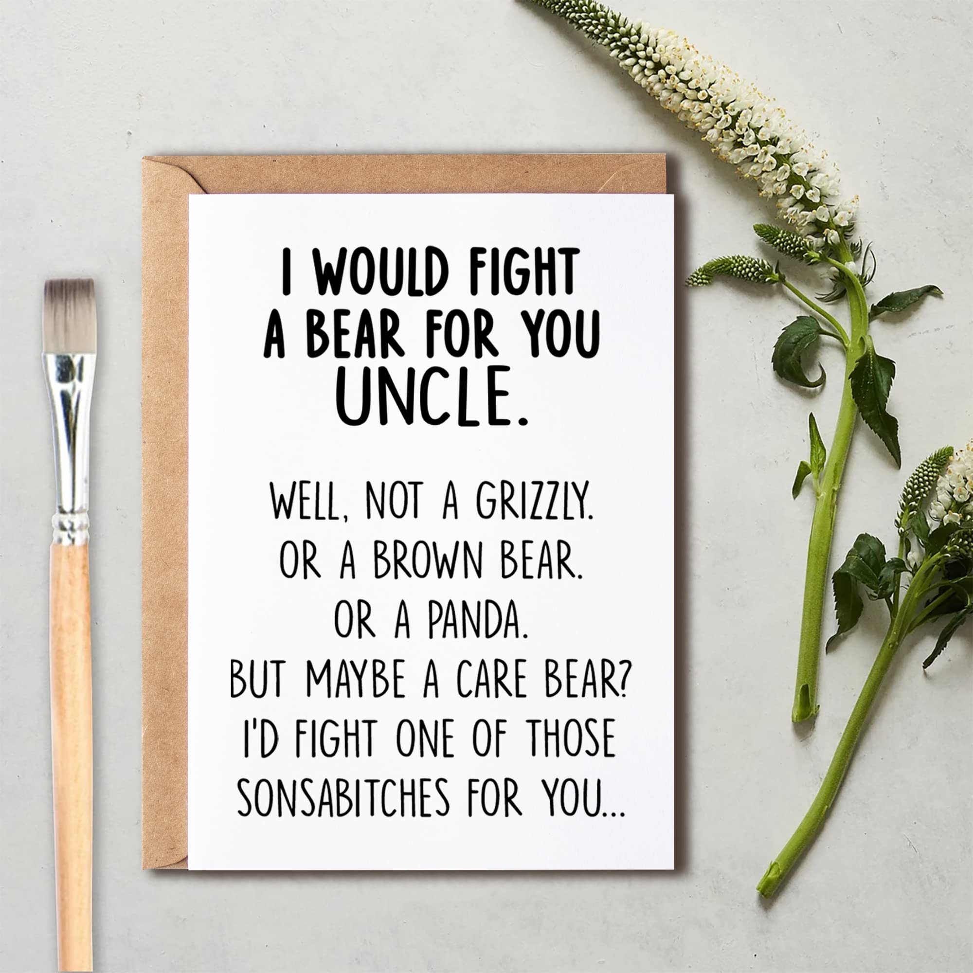 Karte Für Bruder „I Would Fight A Bear For You“ – Lustiges Geschenk, 12,7 X 17,8 Cm