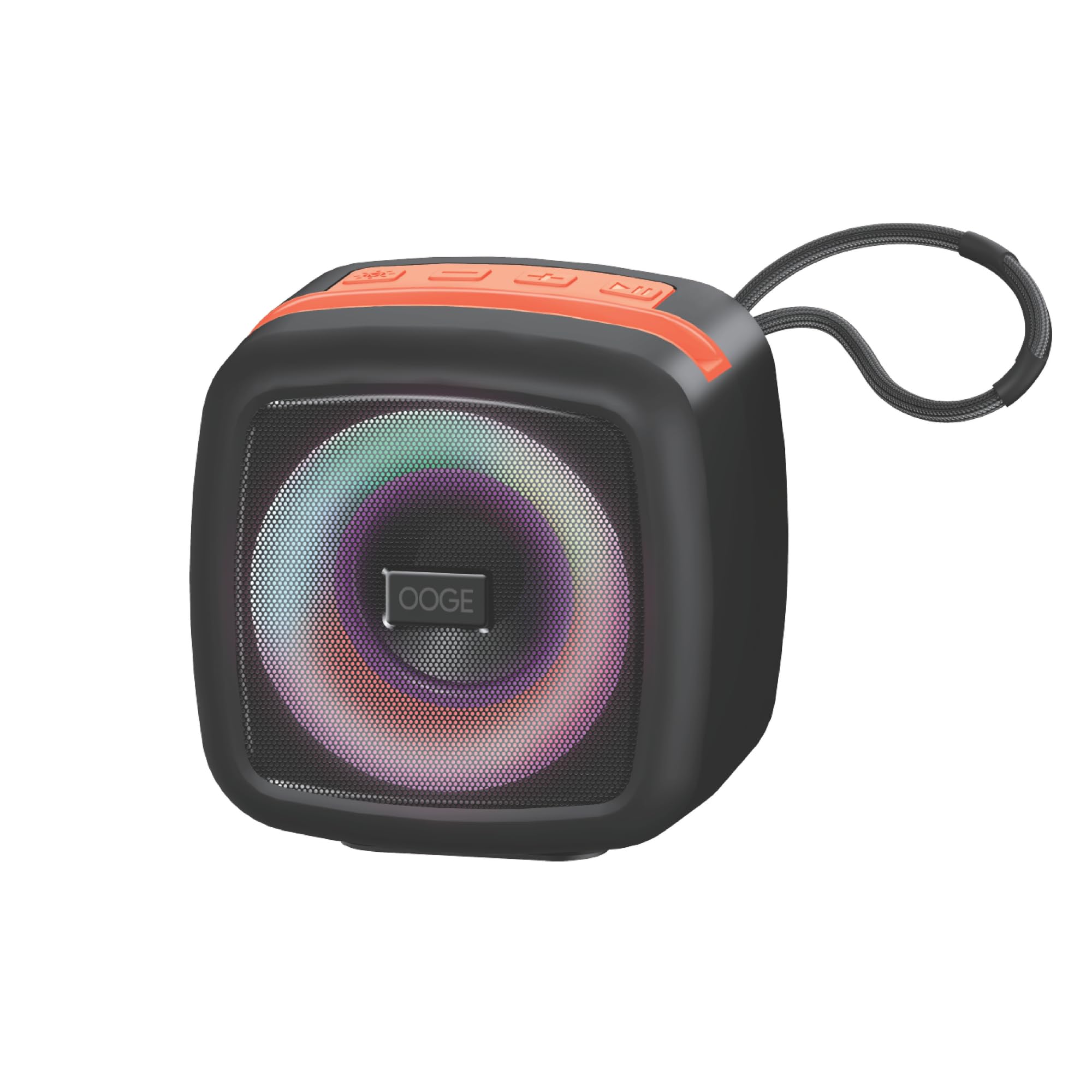 OOGE Vibebox 1000 Bluetooth Speaker | 7W Wireless Speaker with AUX & USB Port | RGB Lights | Type-C Charging | Bluetooth 5.3 | Deep Bass | Compact & Stylish | Black