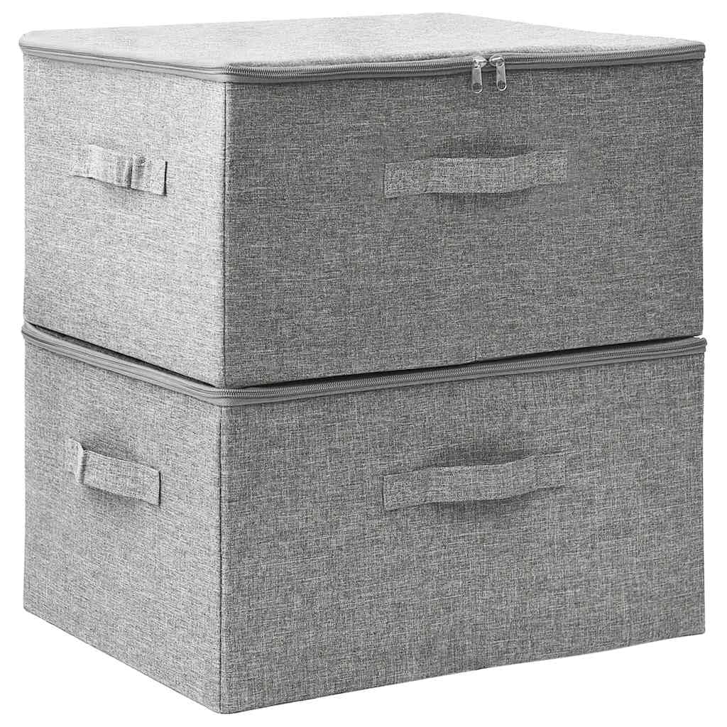 QZZCED Grey Fabric Storage Boxes 2 Pack with Handles, Foldable 43x34x23 cm Storage Bins for Toys, Scarves, Socks, Books, Durable Collapsible Organizer for Home Cabinet