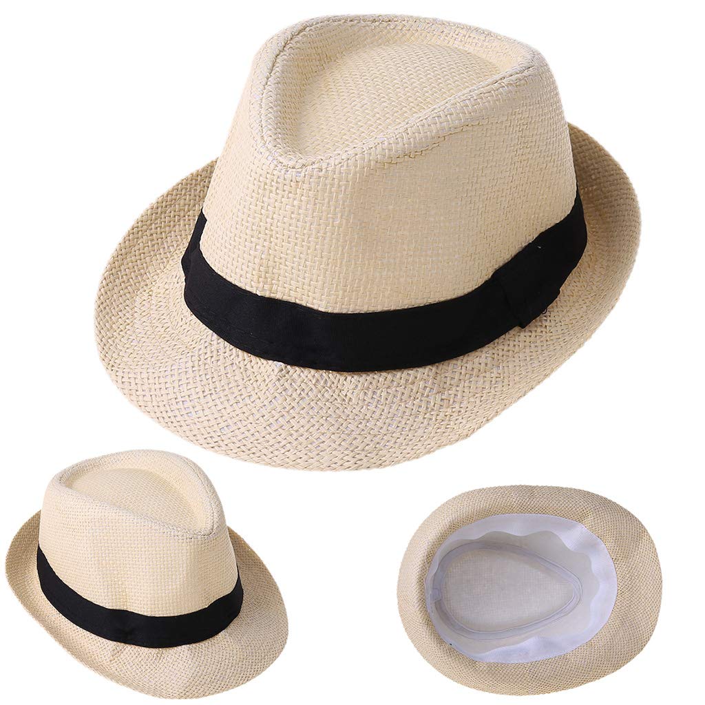 Enfants Enfants été Plage Chapeau de Paille Jazz Panama Trilby Fedora Chapeau Gangster Casquette extérieur Respirant Chapeaux Filles garçons Chapeau de Soleil