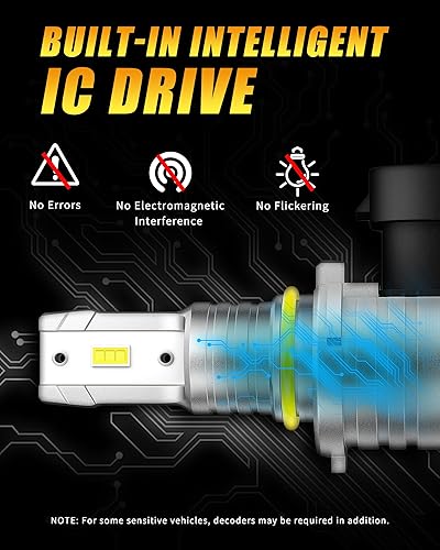 Miniatura 7 de AILEO Bombillas LED antiniebla 9005, 6500 K, blanco frío, 350% más brillante, 8000 lúmenes, 40 W, súper brillante, inalámbrica, sin ventilador,