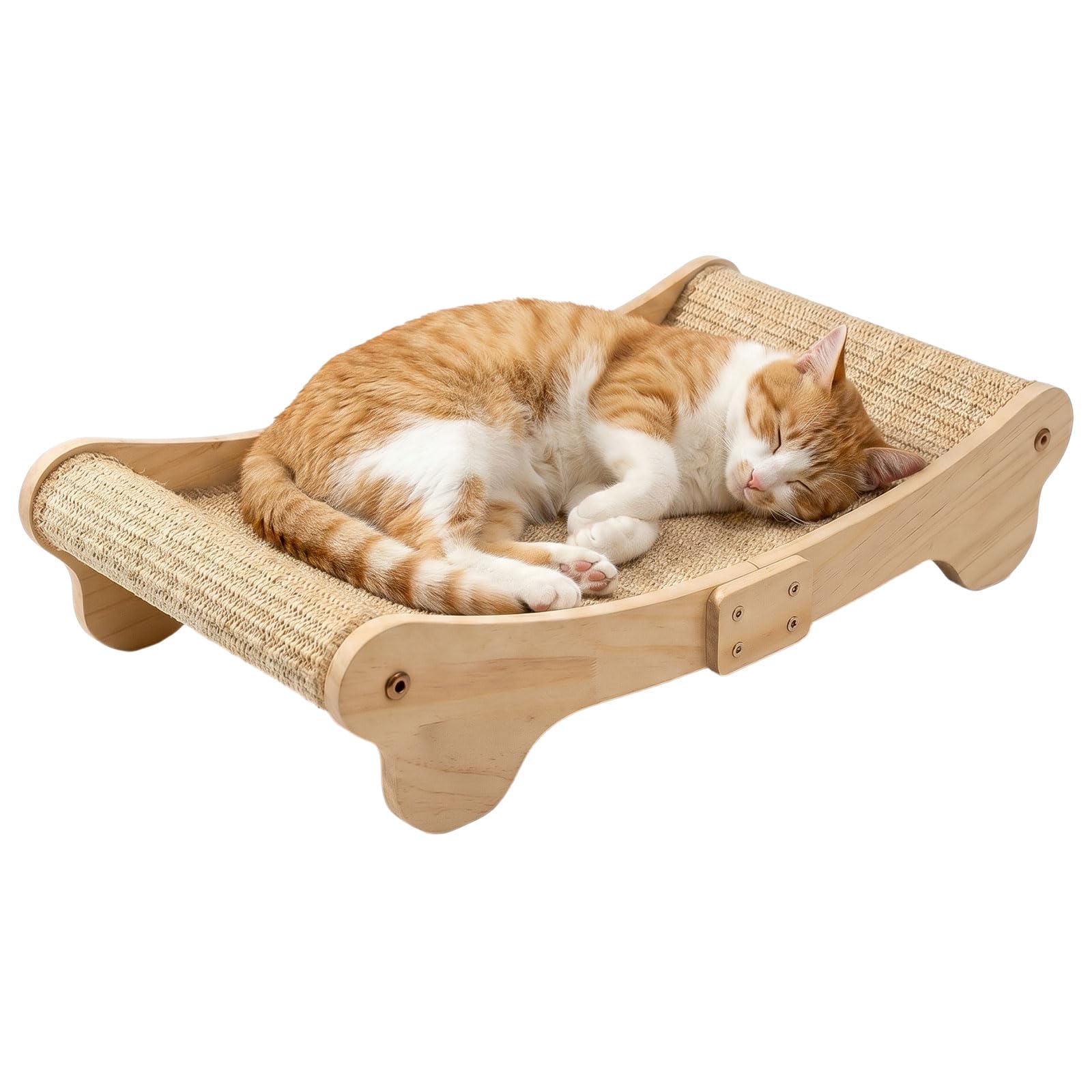 Extra-Large Sisal Cat Scratcher Bed, Durable Solid Wood Cat Scratching Board/Lounge for Indoor Cats, Modern Cat Furniture Pad for Play/Rest,Furniture Protector Perfect Cat Scratch Pad-60x37.5x14cm