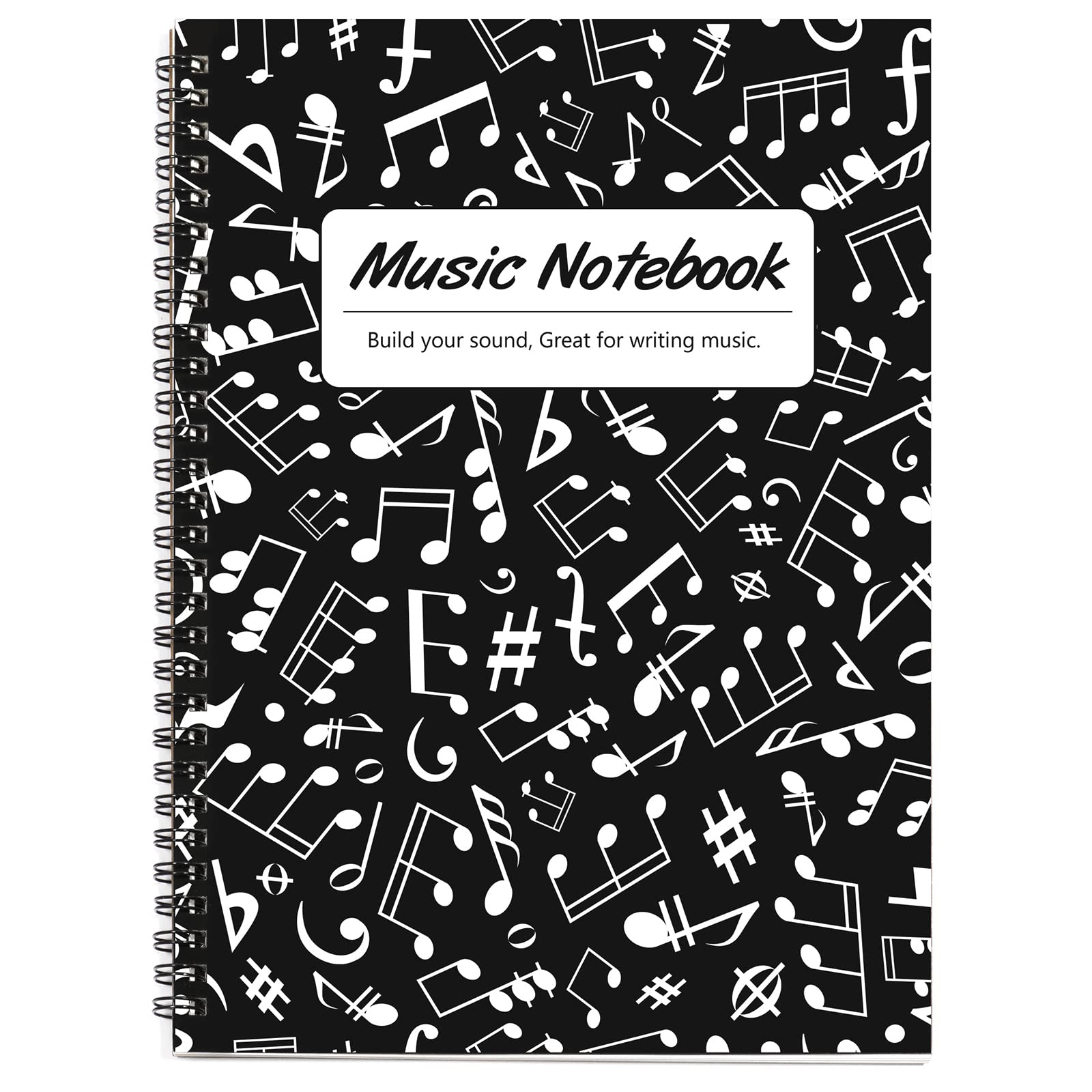 MAXCURY Blank Sheet Music Composition Manuscript Staff Paper Art Music Notebook Black 100Pages 26x19cm (Notes Family)