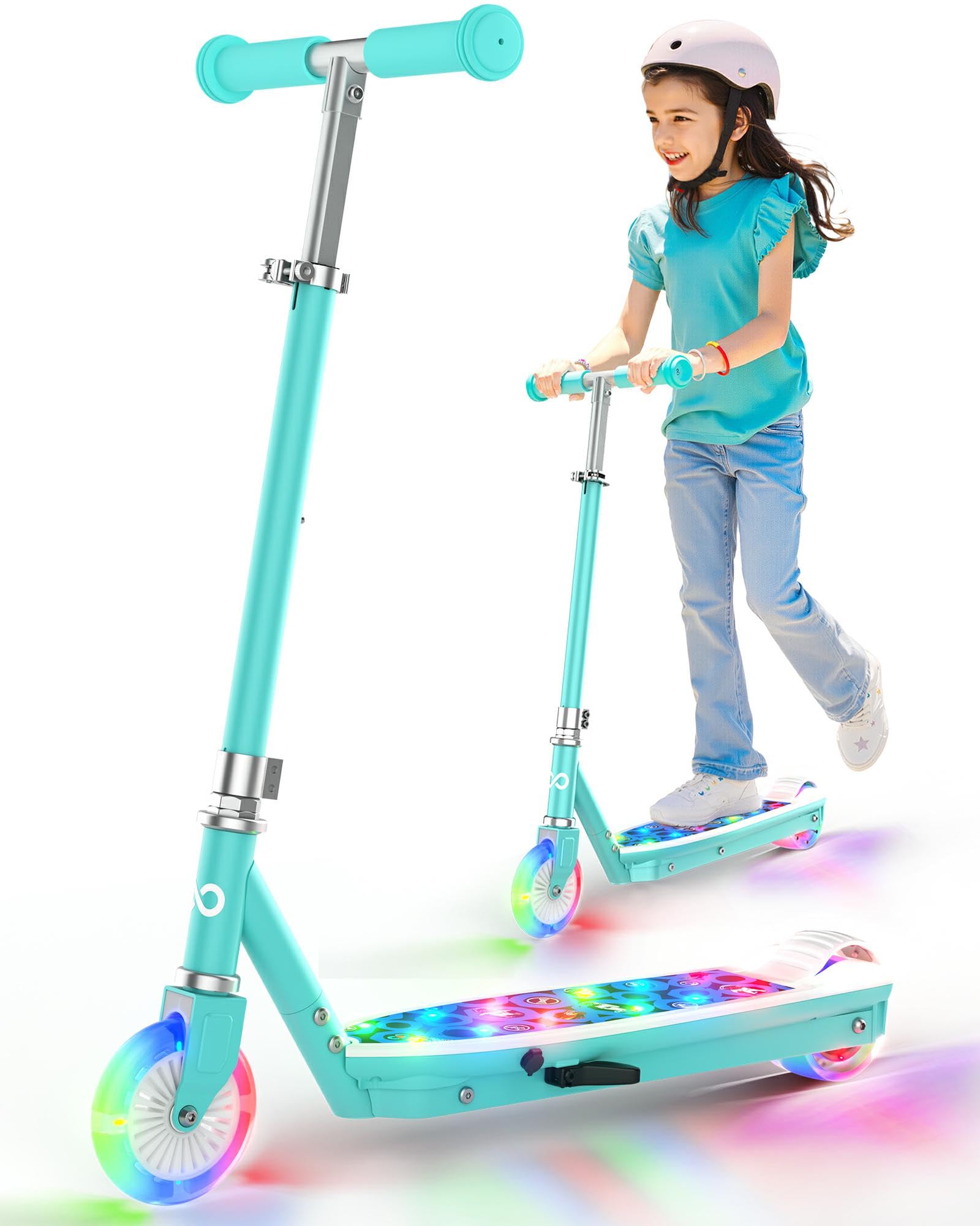 Gyroor KS2 Kids Electric Scooter with LED Lights Safe 5 MPH Speed Foot Sensor Start Adjustable Handlebar Fast