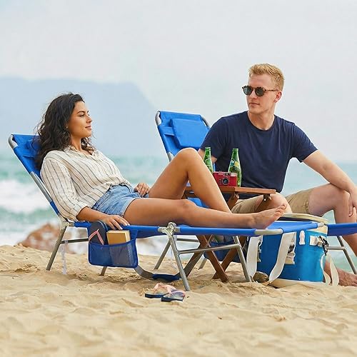Miniatura 2 de daystar SunnyFeel Silla de Lounge de Playa, Sillas Reclinables de Playa con Mochila Planas hacia Abajo, Silla de Bronceado Cara hacia Abajo, Sillas