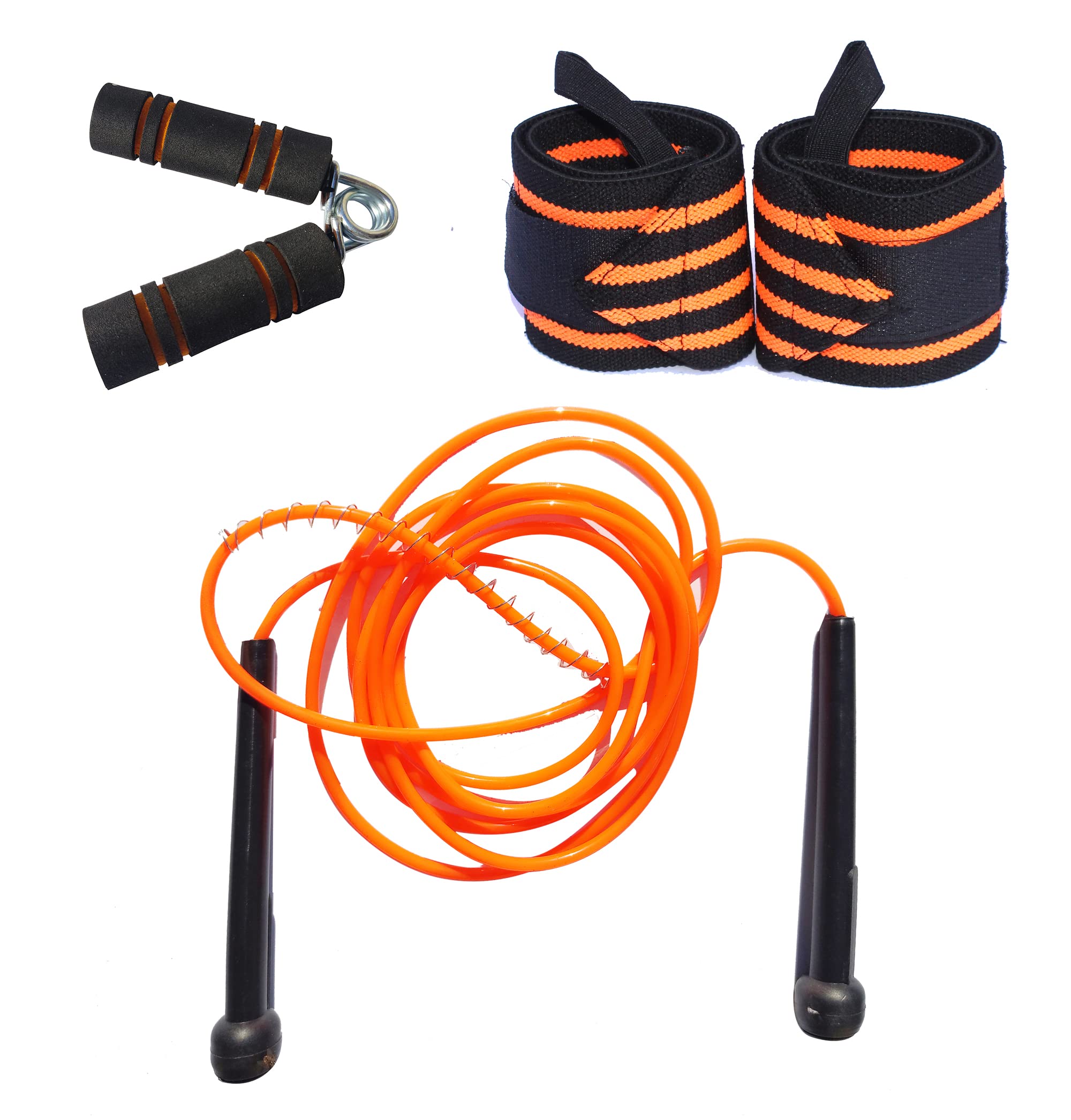 BOLDUP Skipping Ropes Adjustable Men's Jump Rope Workout Rope for Men & Women Gym/Exercise Rope |1 pc skipping Rope Wooden handle | 1 Pair hand wrist | 1 Pc hand grip foam BLUE Colour (ORANGE)-image-13