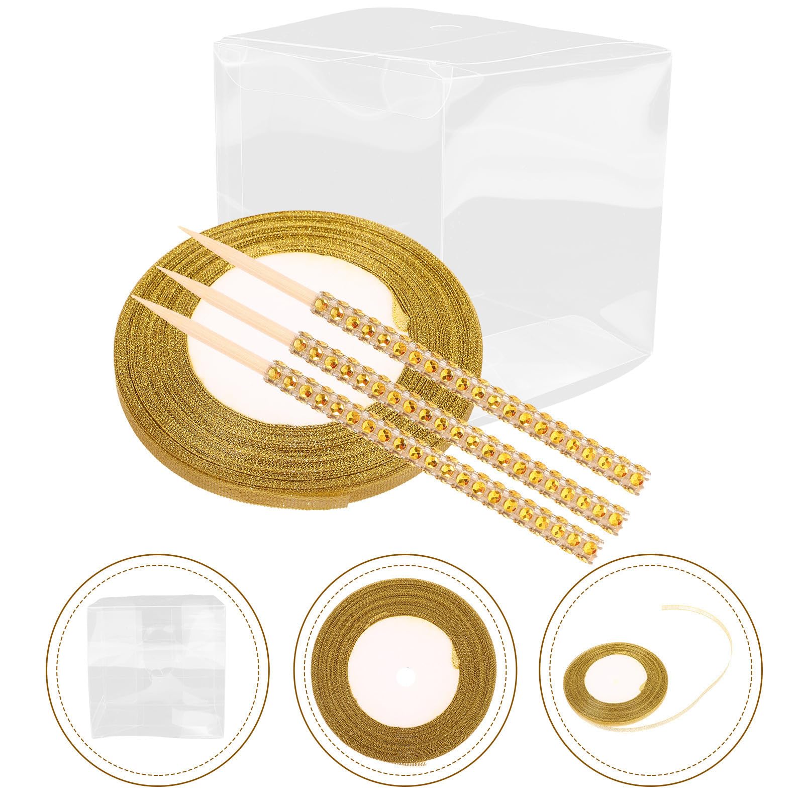 Didiseaon 2 Set Scatola Regalo Cubo Trasparente Oro in Plastica e Legno | Bastoncino Incluso, per Regali e Gioielli, Adatta a Festa Nuziale e Natale
