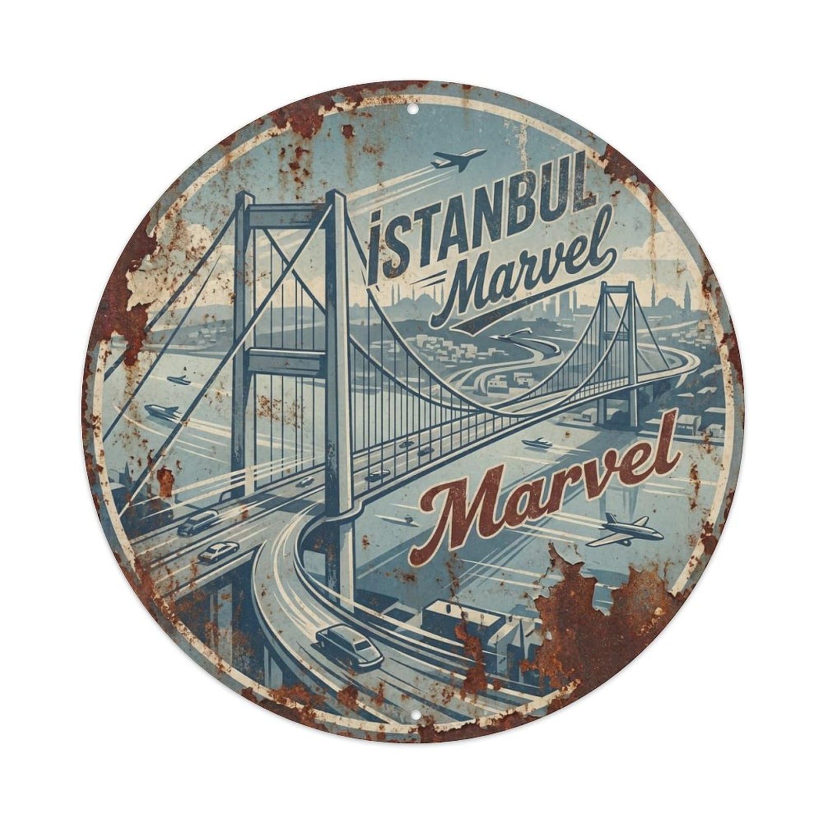 Vintage Travel Istanbul Turkey Marvel Vintage Metal Tin Sign Plaque Wall Decor for Cafe, Club Bar, Office, Garden Metal Poster 8x8Inch