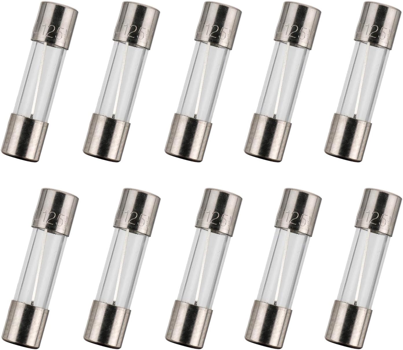 BOJACK 5x20 mm 8 A 8 amp 125 V 125 Volt 0.2x0.78 Inch F8AL125V Fast-Blow Glass Fuses (Pack of 10)