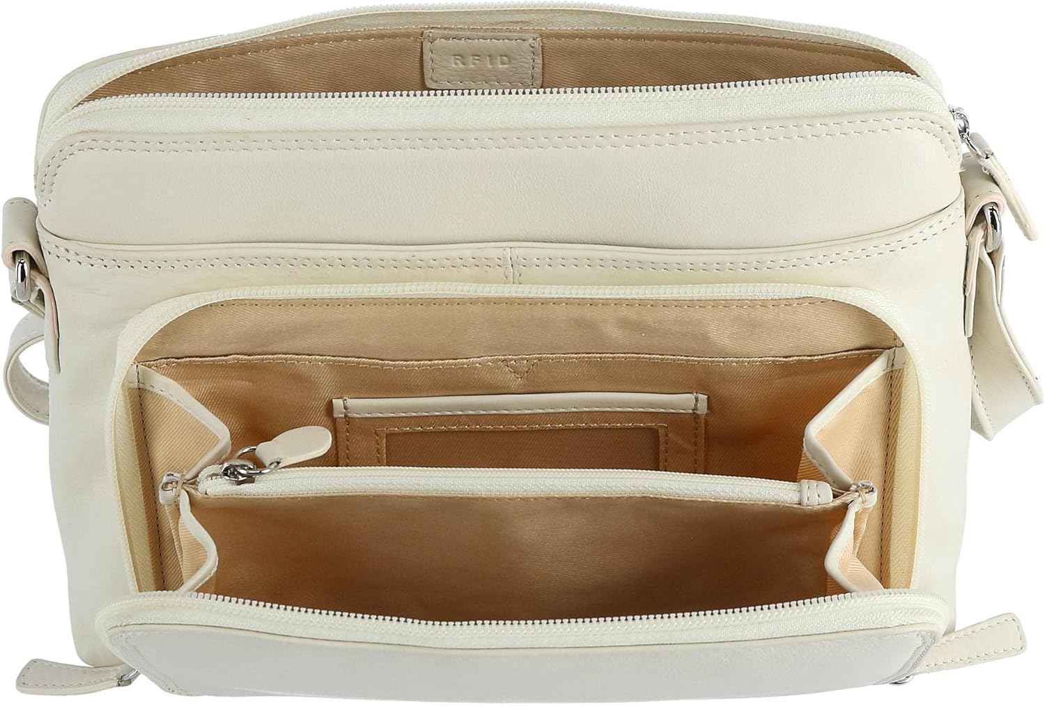 CTM Women's Leather Shoulder Bag Purse with Side Organizer