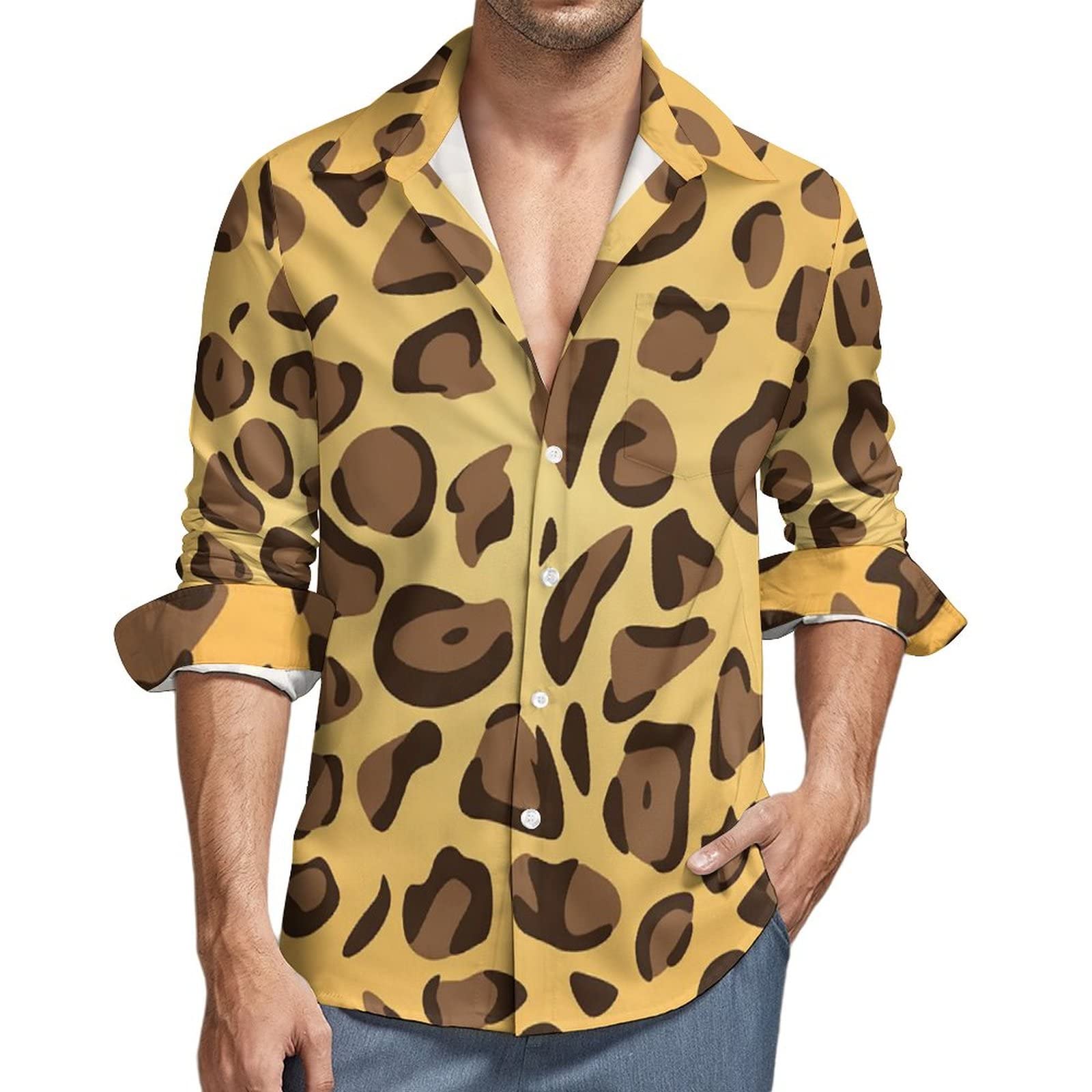 Amazon.co.jp: シャツ メンズ 長袖 Tシャツ ヒョウ柄 虎柄 アロハ