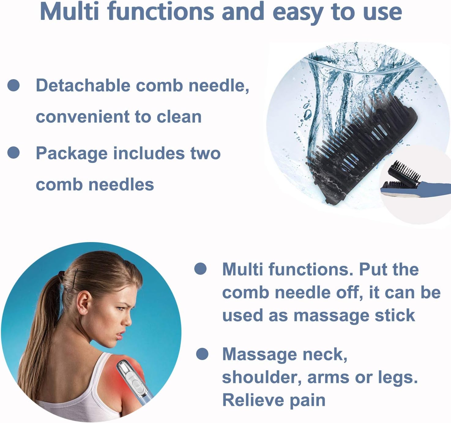 Electric Scalp Massage Comb 2 in 1 Magical Comb with Two Changeable Brushes Relief Stress Relax Electric Massage Brush : Health & Household